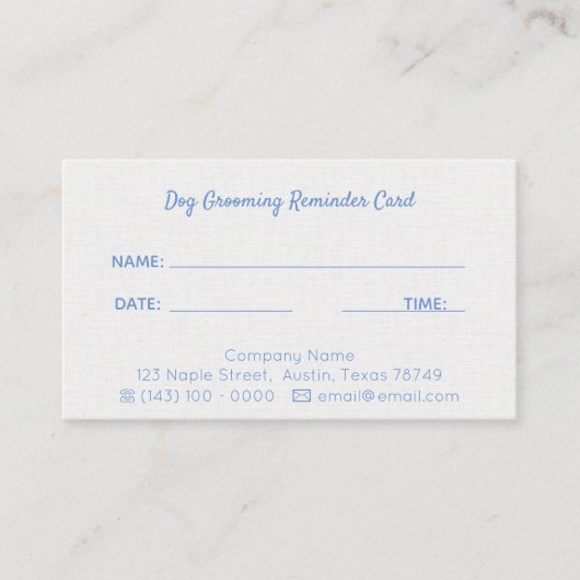 カスタマイズ可能なペットグルーミング会社リマインダーカード エンクロージャーカード (正面)