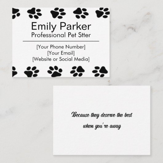 カスタマイズ可能なペットシッターの名刺 名刺 (正面/裏面)