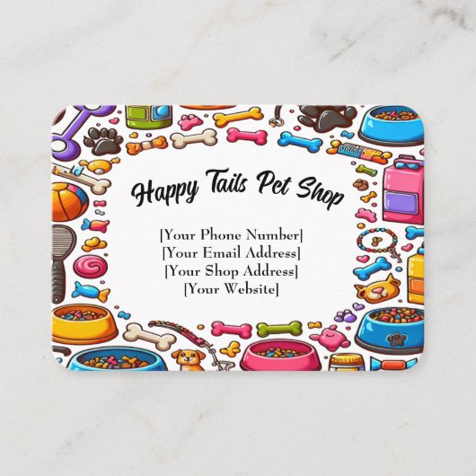 カスタマイズ可能なペットショップ名刺よくはしゃぐデザイン 名刺 (正面)