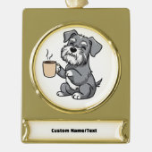 カスタマイズ可能なペット記念オーナメント、文字、写真 ゴールドプレートバナーオーナメント (正面)
