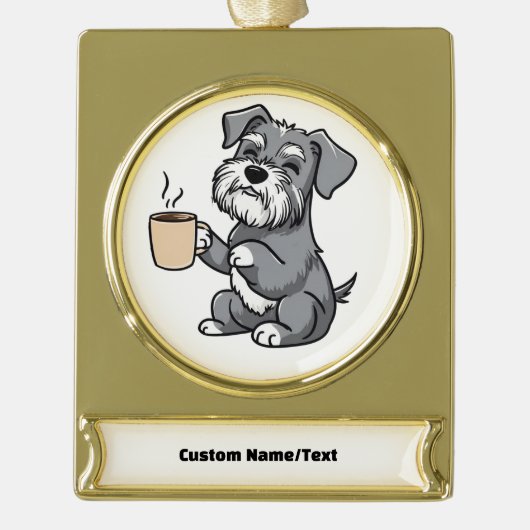 カスタマイズ可能なペット記念オーナメント、文字、写真 ゴールドプレートバナーオーナメント (正面)