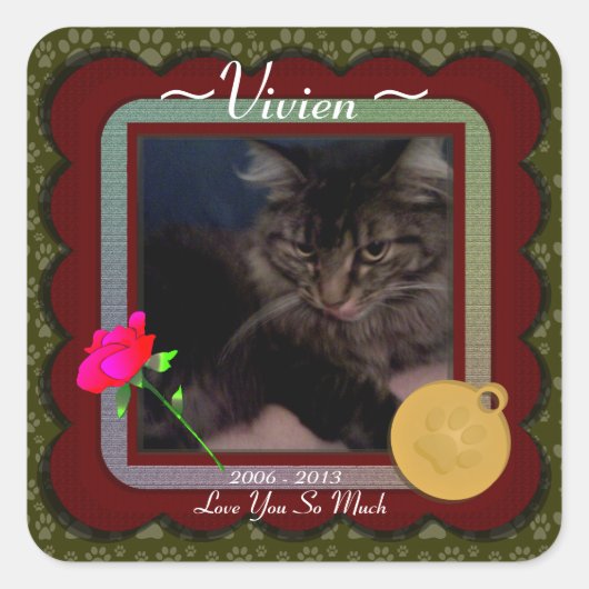 カスタマイズ可能なペット記念碑 スクエアシール (正面)