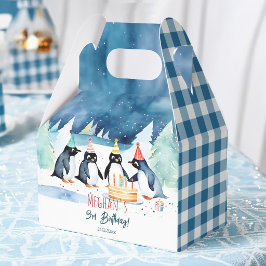 カスタマイズ可能なペンギンの北極の冬の誕生日パーティーのお返し フェイバーボックス