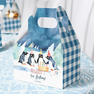 カスタマイズ可能なペンギンの北極の冬の誕生日パーティーのお返し フェイバーボックス