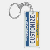 カスタマイズ可能なペンシルバニアのナンバープレートのkeychain キーホルダー (正面左)