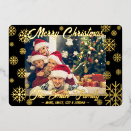 カスタマイズ可能なホイルスノーフレークのクリスマスカードブラック 箔シーズンカード