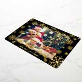 カスタマイズ可能なホイルスノーフレークのクリスマスカードブラック 箔シーズンカード (回転した状態)