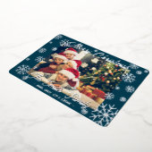 カスタマイズ可能なホイルスノーフレークのクリスマスカードブルー 箔シーズンカード (回転した状態)