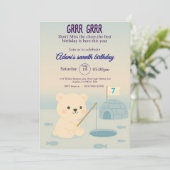 カスタマイズ可能なホッキョクグマ誕生日招待状カード 招待状 (スタンド正面)