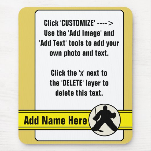 カスタマイズ可能なホッケーゲーリーカードマウスマット マウスパッド (正面)