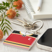 カスタマイズ可能なホッケージャージーキーリング、ラクロス キーホルダー (正面右)