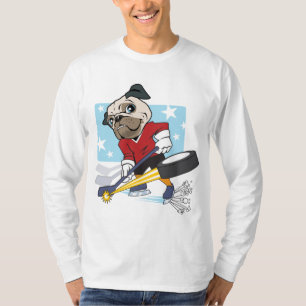 カスタマイズ可能なホッケーパグ Tシャツ