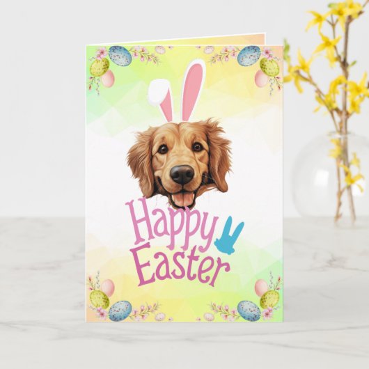 カスタマイズ可能なホッピーのゴルディイースター カード (黄色い花)