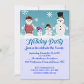 カスタマイズ可能なホリデーパーティーお祝いスノーファミリー 招待状 (正面)