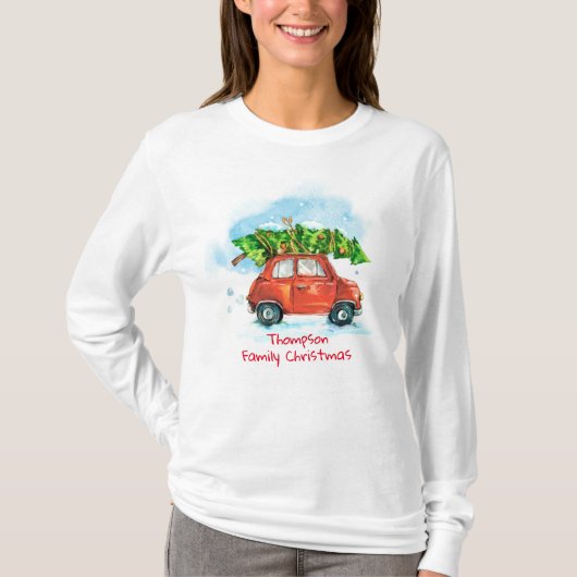 カスタマイズ可能なホリデーファミリークリスマスツリー Tシャツ (正面)