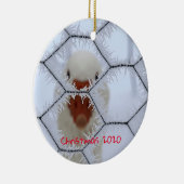 カスタマイズ可能なホリデーファミリーホワイトダックフロスト セラミックオーナメント (右)