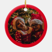 カスタマイズ可能なホリデーファミリーホワイトダックフロスト セラミックオーナメント (裏面)