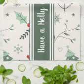 カスタマイズ可能なホリーすてきクリスマスのヴィンテージフランスの キッチンタオル (折り畳み)