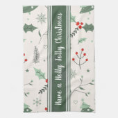 カスタマイズ可能なホリーすてきクリスマスのヴィンテージフランスの キッチンタオル (縦)