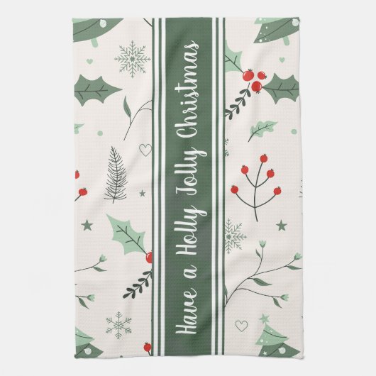 カスタマイズ可能なホリーすてきクリスマスのヴィンテージフランスの キッチンタオル (縦)