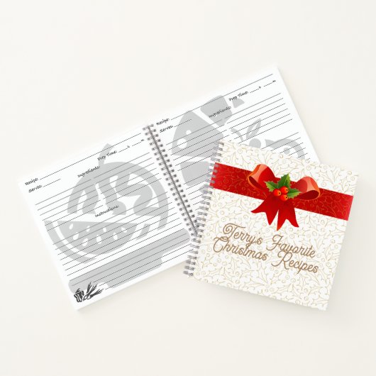 カスタマイズ可能なホリーすてきクリスマス料理本 ノートブック (内部)