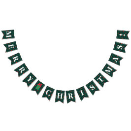 カスタマイズ可能なホリー、ベリー、メリークリスマス！ バンティングフラッグ