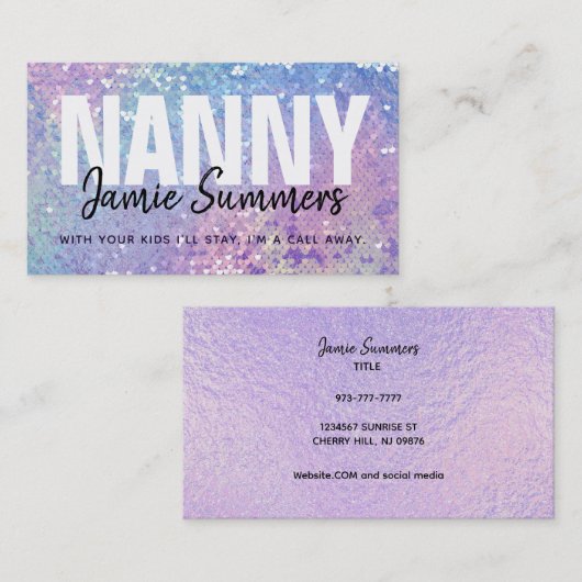 カスタマイズ可能なホログラフィックNanny名刺 名刺 (正面/裏面)