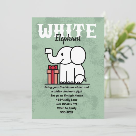 カスタマイズ可能なホワイトエレファントパーティー招待状 招待状 (スタンド正面)