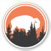 カスタマイズ可能なホワイトバッファローアウトドアステッカー シール (正面)