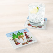 カスタマイズ可能なホームスイートホーム格言冬のシーン ガラスコースター (アングル)