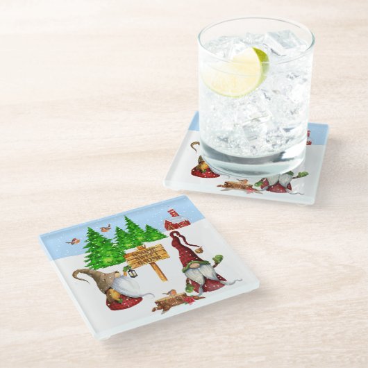 カスタマイズ可能なホームスイートホーム格言冬のシーン ガラスコースター (アングル)