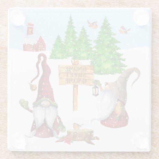 カスタマイズ可能なホームスイートホーム格言冬のシーン ガラスコースター (裏面)