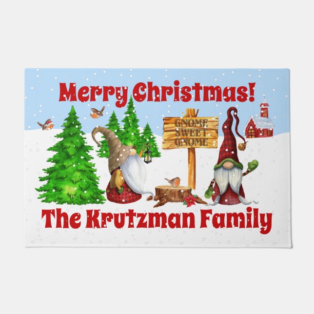 カスタマイズ可能なホームスイートホーム格言冬のシーン ドアマット (正面)