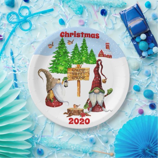 カスタマイズ可能なホームスイートホーム格言冬のシーン ペーパープレート (パーティー)