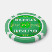 カスタマイズ可能なホームバー:グリーンアイリッシュパブ ポーカーチップ (シングル)