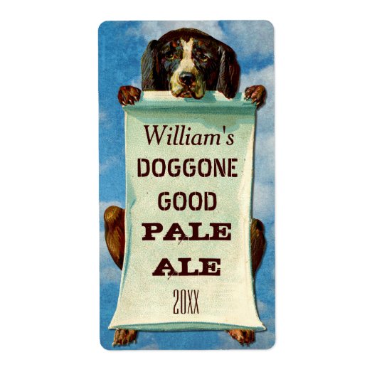 カスタマイズ可能なホームビール醸造者:ヴィンテージ犬 ラベル (正面)