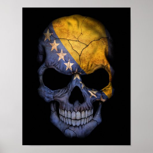 カスタマイズ可能なボスニアフラグスカル ポスター (正面)