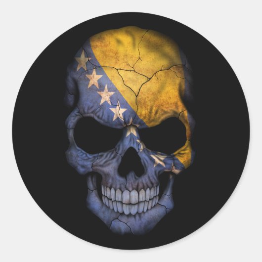 カスタマイズ可能なボスニアフラグスカル ラウンドシール (正面)