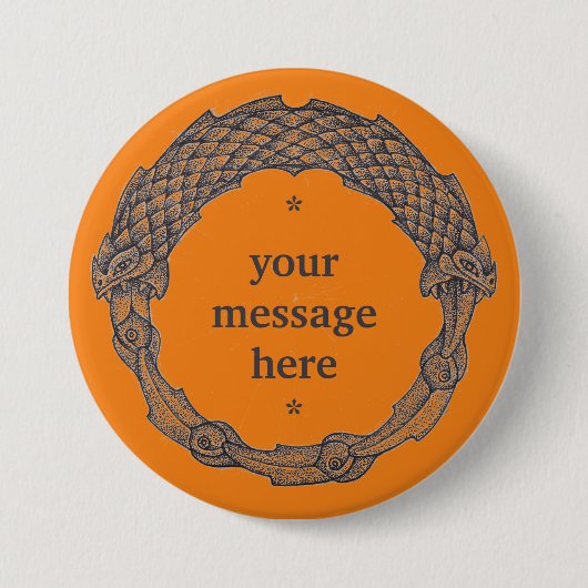 カスタマイズ可能なボタンOUROBOROSブラック/ターメリック 缶バッジ (正面)