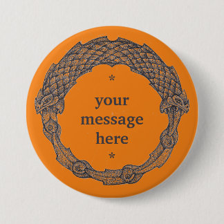 カスタマイズ可能なボタンOUROBOROSブラック/ターメリック 缶バッジ