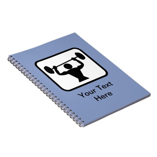 カスタマイズ可能なボディビルダー/ウェイトリフターロゴ ノートブック (右側)