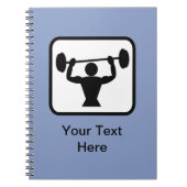 カスタマイズ可能なボディビルダー/ウェイトリフターロゴ ノートブック (正面)