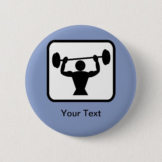 カスタマイズ可能なボディビルダー/ウェイトリフターロゴ 缶バッジ (正面)