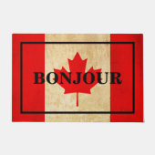 カスタマイズ可能なボンジュール文字オンカナダヴィンテージ国旗 ドアマット (正面)