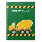 カスタマイズ可能なボーイズ建設トラック 緑の子供たち ノートブック (正面)