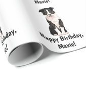 カスタマイズ可能なボーダーコリーの子犬の名前 ラッピングペーパー (ロールコーナー)