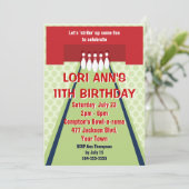 カスタマイズ可能なボーリングの誕生会 招待状 (スタンド正面)