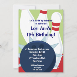 カスタマイズ可能なボーリング誕生日パーティー 招待状