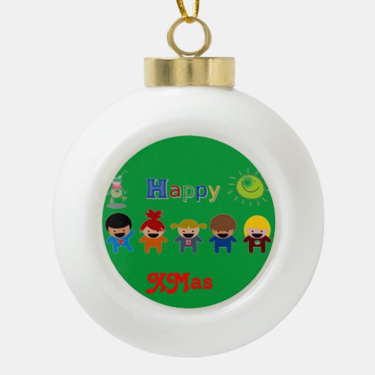 カスタマイズ可能なボールクリスマスオーナメント-クリスマスギフト セラミックボールオーナメント (正面)