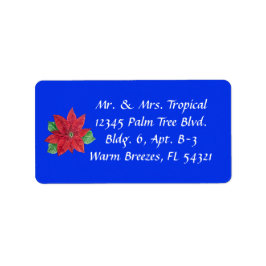 カスタマイズ可能なポインセチア住所 シール – 青